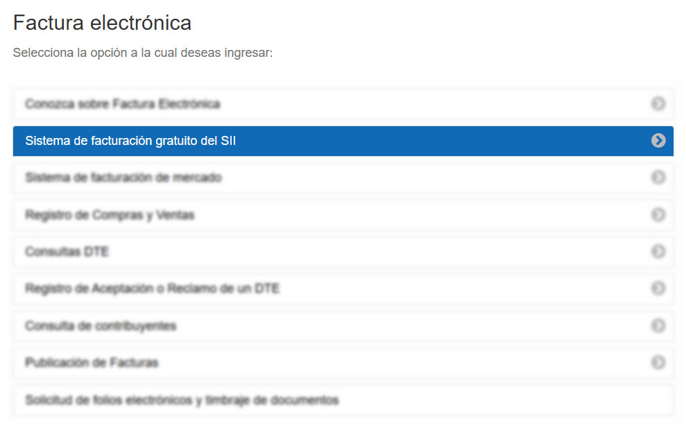 Acceso Sistema de Facturación SII